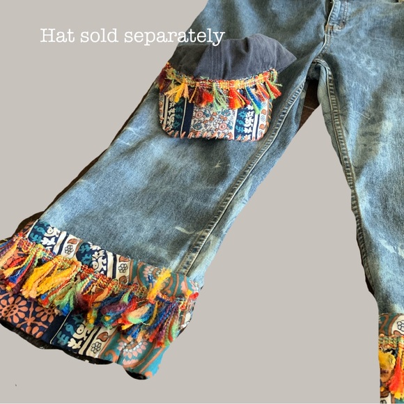 Boho Fringe Blue Jeans - Picture 6 of 10